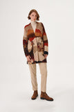 Giraffe Pattern Wool Blend Brown Knitwear Cardigan