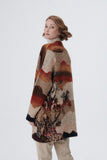 Giraffe Pattern Wool Blend Brown Knitwear Cardigan