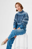 Glitter High Neck Multi Blue Knitwear Sweater