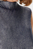 Glitter Printed Navy Blue Knitwear Sweater