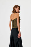 Gold Glitter Portable Halter Neck Knitwear Top