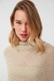 Gold Shimmer Detailed Openwork Poncho