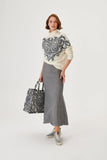 Gray Glitter Patterned Turtleneck Ecru Knitwear Sweater