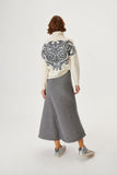 Gray Glitter Patterned Turtleneck Ecru Knitwear Sweater