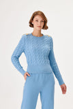 Hair Braiding Knitwear Sweater with Handcrafted Epaulette Detail