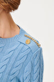 Hair Braiding Knitwear Sweater with Handcrafted Epaulette Detail