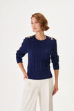 Hair Braiding Knitwear Sweater with Handcrafted Epaulette Detail