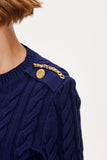 Hair Braiding Knitwear Sweater with Handcrafted Epaulette Detail