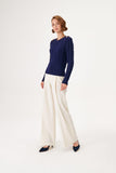 Hair Braiding Knitwear Sweater with Handcrafted Epaulette Detail