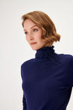 Half Turtleneck Knitwear Sweater with Rose Detail