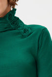 Half Turtleneck Knitwear Sweater with Rose Detail