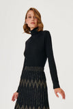 Half Turtleneck Knitwear Sweater with Rose Detail