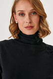Half Turtleneck Knitwear Sweater with Rose Detail