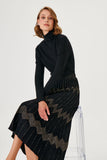 Half Turtleneck Knitwear Sweater with Rose Detail