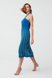 Halter Neck Flared Blue  Dress