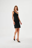 Hand-embroidered Chain Detailed One-Shoulder Black Knitwear Dress
