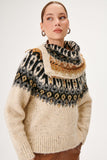 Hand Embroidered Nope Knitwear Sweater with Portable Collar