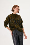 Handcrafted Stone Embroidered Chardon Green Knitwear Sweater