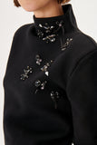 Handmade Stone embroidery Black Knitwear Sweater