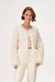 Handmade Tassel Detailed Ecru Knitwear Jacket