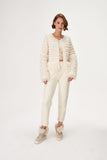 Handmade Tassel Detailed Ecru Knitwear Jacket