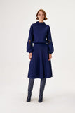 High Neck  Sleeve Embroidered Navy Blue Knitwear Sweater