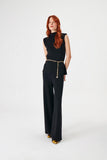 High Waist Black Knitwear Palazzo Trousers