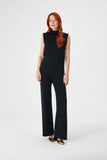 High Waist Black Knitwear Palazzo Trousers