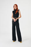 High Waist Black Knitwear Palazzo Trousers