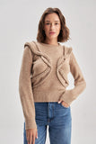 Jumper Tricot knit jumper with cable knit detail and shoulder pads