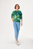 Knitwear Sweater with Green Blue Patterned Digital Printing