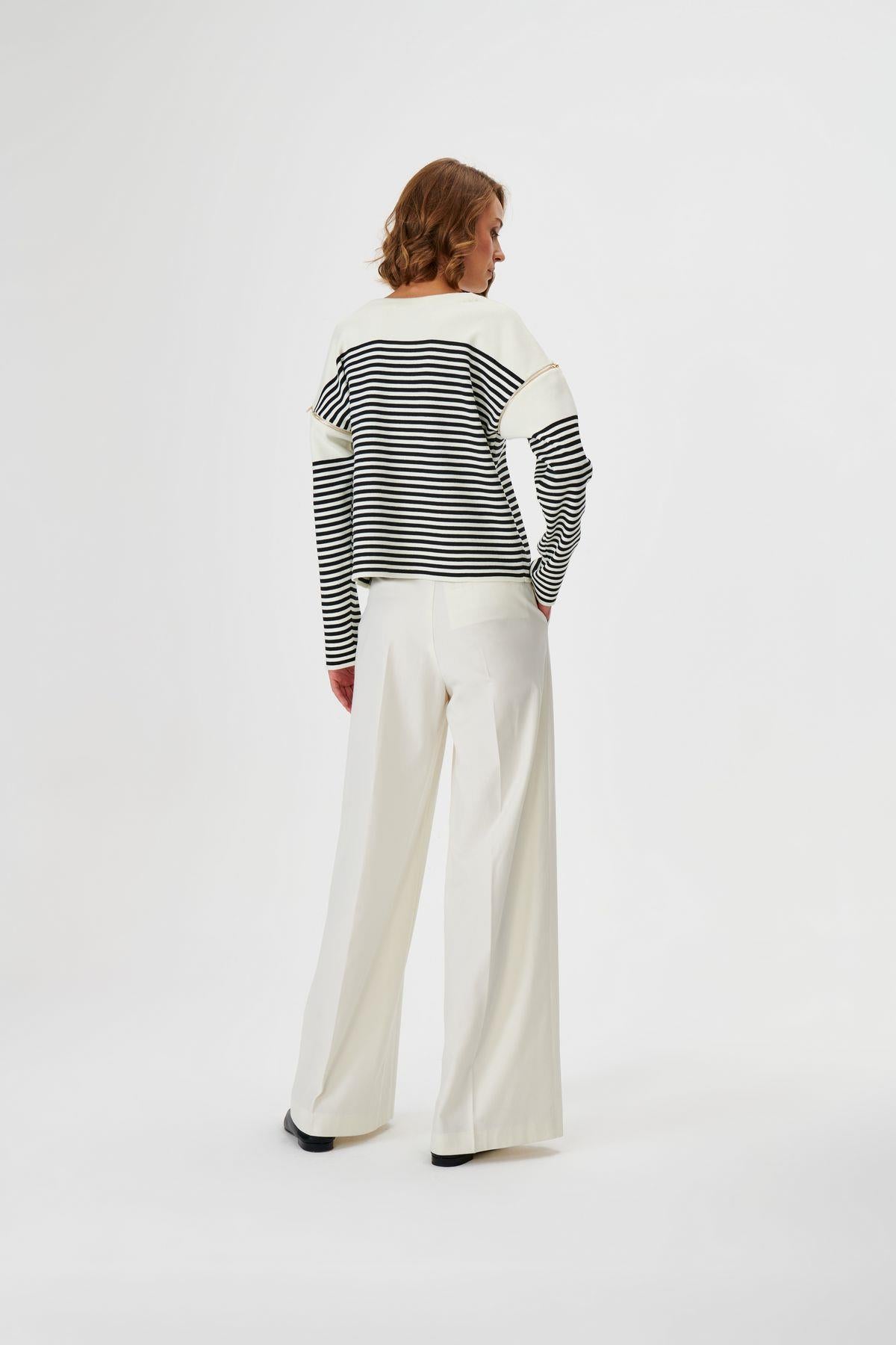 Knitwear Sweater with Zippered Functional Striped Sleeve
