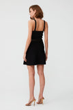 Lace Detail Flared Black Mini  Dress