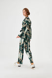 Leaf Patterned Wide Leg Knitwear Trousers