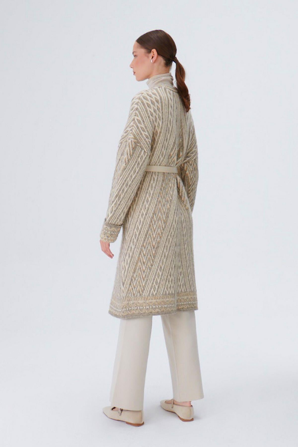 Maxi Knitwear Cardigan with Leather Belt Detail
