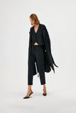 Maxi Knitwear Coat with Braided Sleeves Detail
