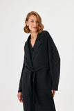 Maxi Knitwear Coat with Braided Sleeves Detail