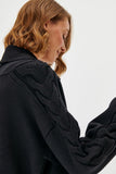 Maxi Knitwear Coat with Braided Sleeves Detail