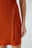 One Shoulder Orange Knit Dress