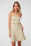 Openwork Slit Detail Beige Blouse and Crop Top