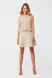 Openwork Slit Detail Beige Blouse and Crop Top