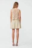 Openwork Slit Detail Beige Blouse and Crop Top