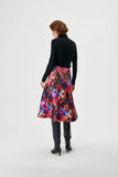 Pink Blue Floral Patterned Multi Knit Skirt