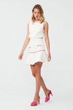 Pink Stripe Detailed Ecru Flared Skirt