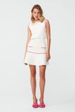 Pink Stripe Detailed Ecru Flared Skirt