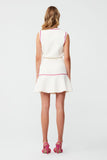 Pink Stripe Detailed Ecru Flared Skirt
