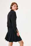 Pleated Mini Black Knit Skirt