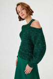 Sequined Cut Out Knitwear Sweater