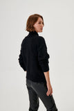 Silvery Black Knitwear Sweater with Star Button Detail