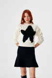 Star Detailed Embroidered Ecru Knitwear Sweater